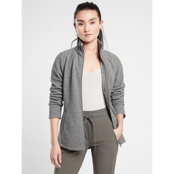 Athleta Stroll Fleece Full Zip Jacket Women's Size Medium Gray Hike Outdoor Walk - Picture 3 of 10